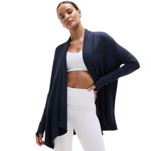 ATHLETA Navy Blue Cardigan Pranayama Restore Wrap Soft Sweater 1X Casual Walking